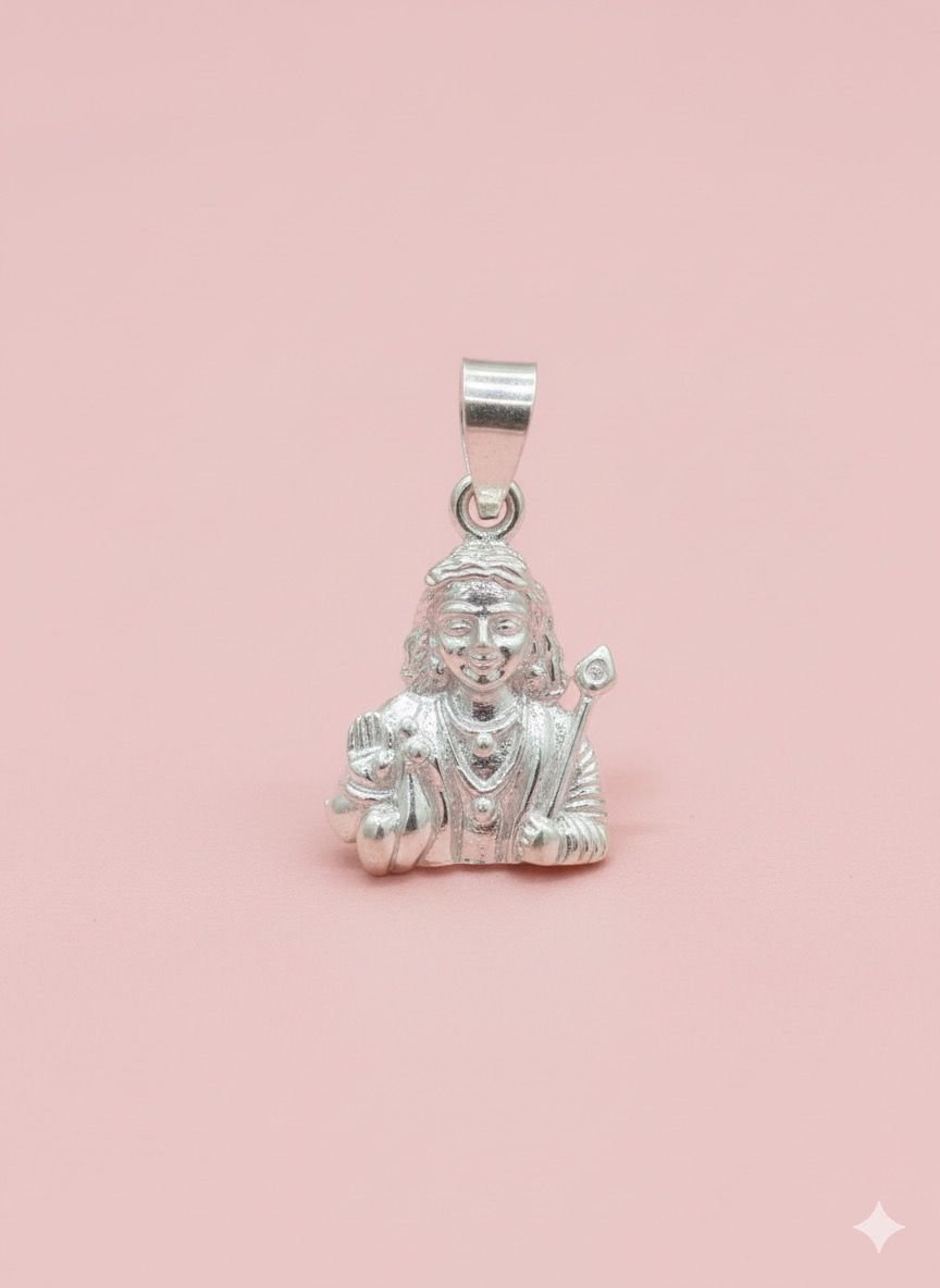 92.5 Sterling Silver Lord Karthikeyan Baby Murugan Vel Pendant